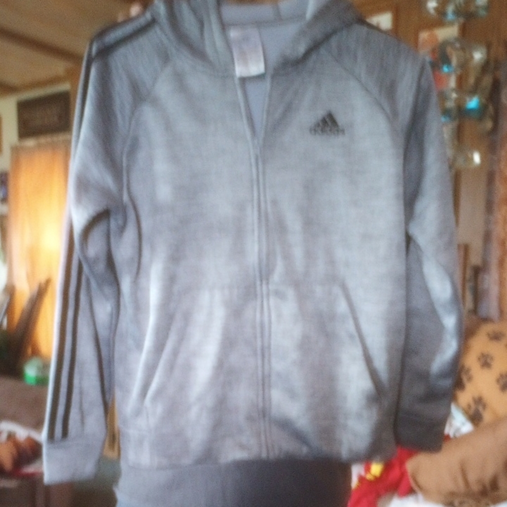 Adidas Gray Zip-Up Hoodie